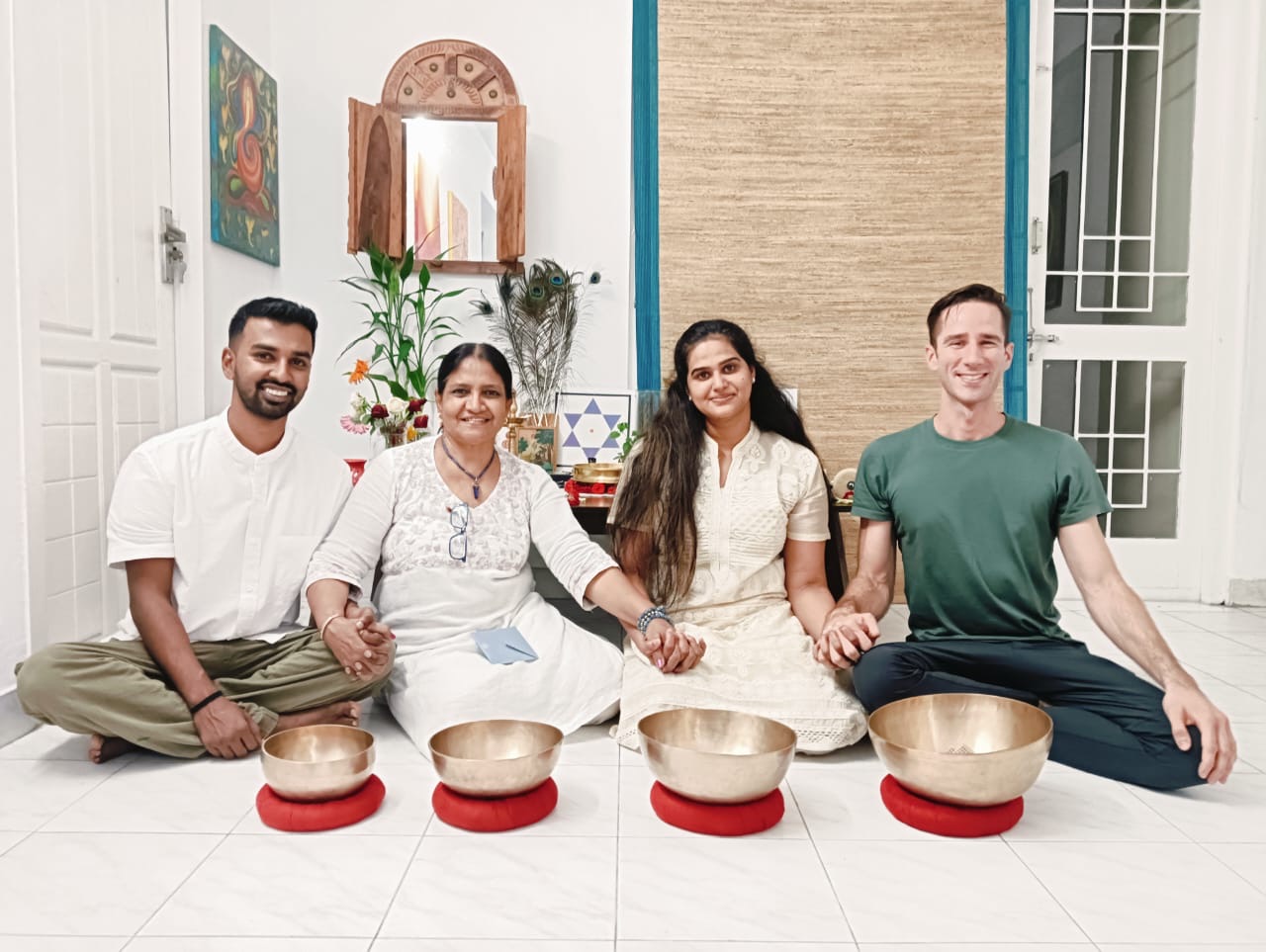 Derek studying sound healing at IASH India.